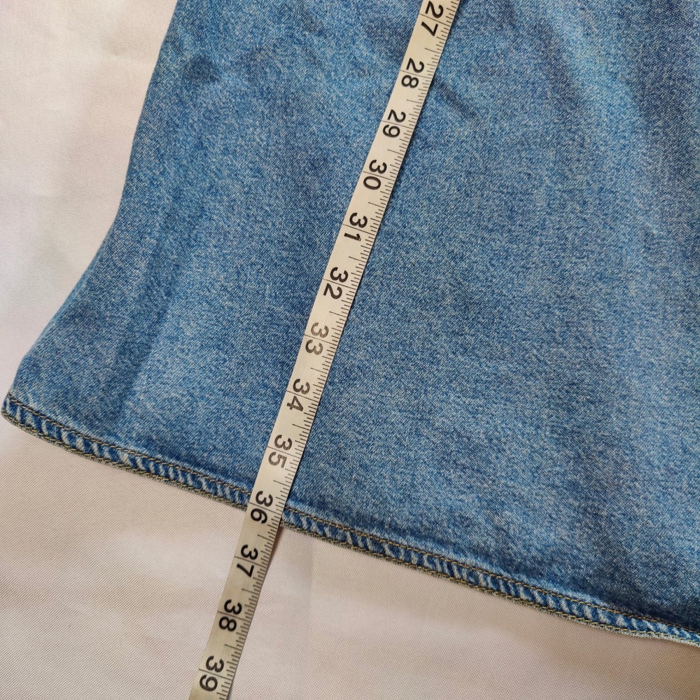 VTG 90s Lizwear Denim Maxi Skirt Button Western Cottagecore Prairie Modest 12 - Picture 10 of 10